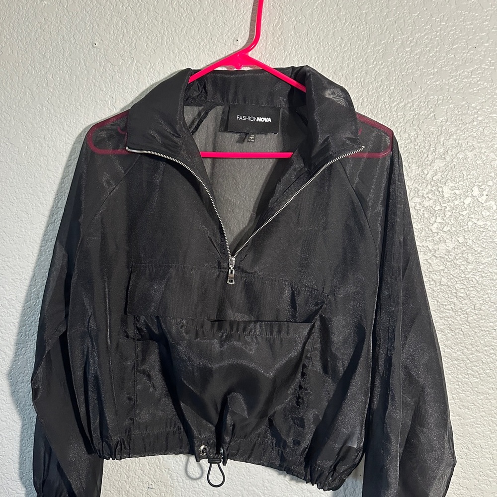 FASHION NOVA Sheer Quarter Zip Jacket